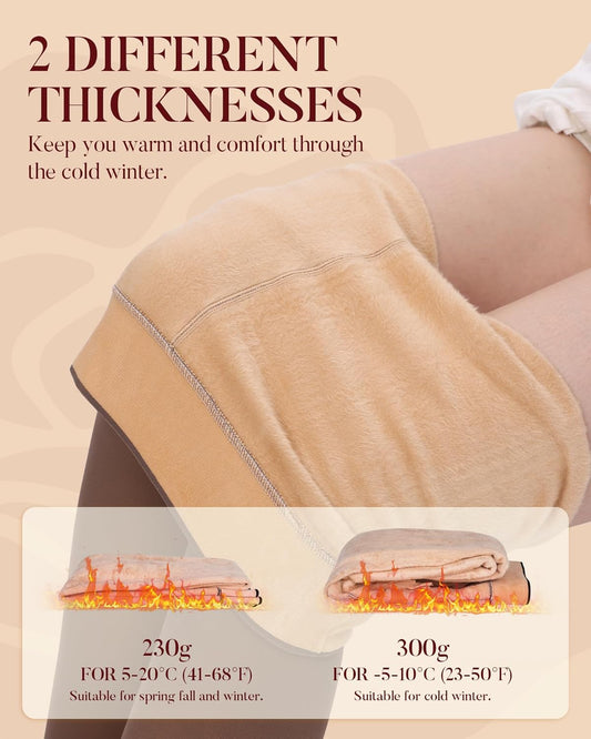 Fleece Lined Tights Women - Sheer Black Thermal Leggings Thick Warm Pantyhose Fake Translucent Dress for Cold Winter