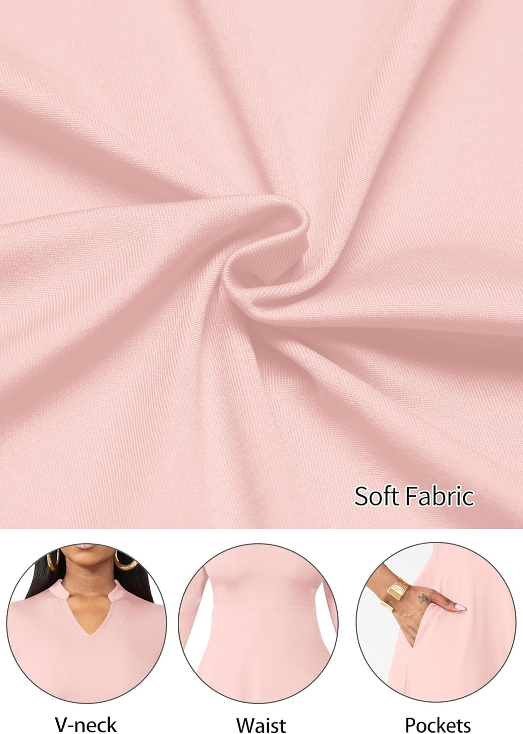 Casual Dresses for Women Semi Formal Fit and Flare 3/4 Sleeve A-Line Church Work Dress with Pockets