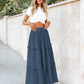 Women'S Long Summer Skirt 2025 Elegant High Waist Cocktail Party Wedding Guest Dress Flared A-Line Midi Skirts