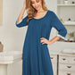 Women'S Pleated Nightgown Soft Sleep Shirt 3/4 Sleeve Pajama Dress Scoopneck Sleep Tee Nightshirt Sleepwear S-3XL