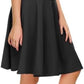 Women'S Basic Midi Skirt Versatile Stretchy Flared Casual High Waisted Skirt