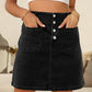 Women'S Jean Skirt High Waist Summer Stretch Zimbaplatinum Denim Skirt Button Knee Length Skirt with Pockets