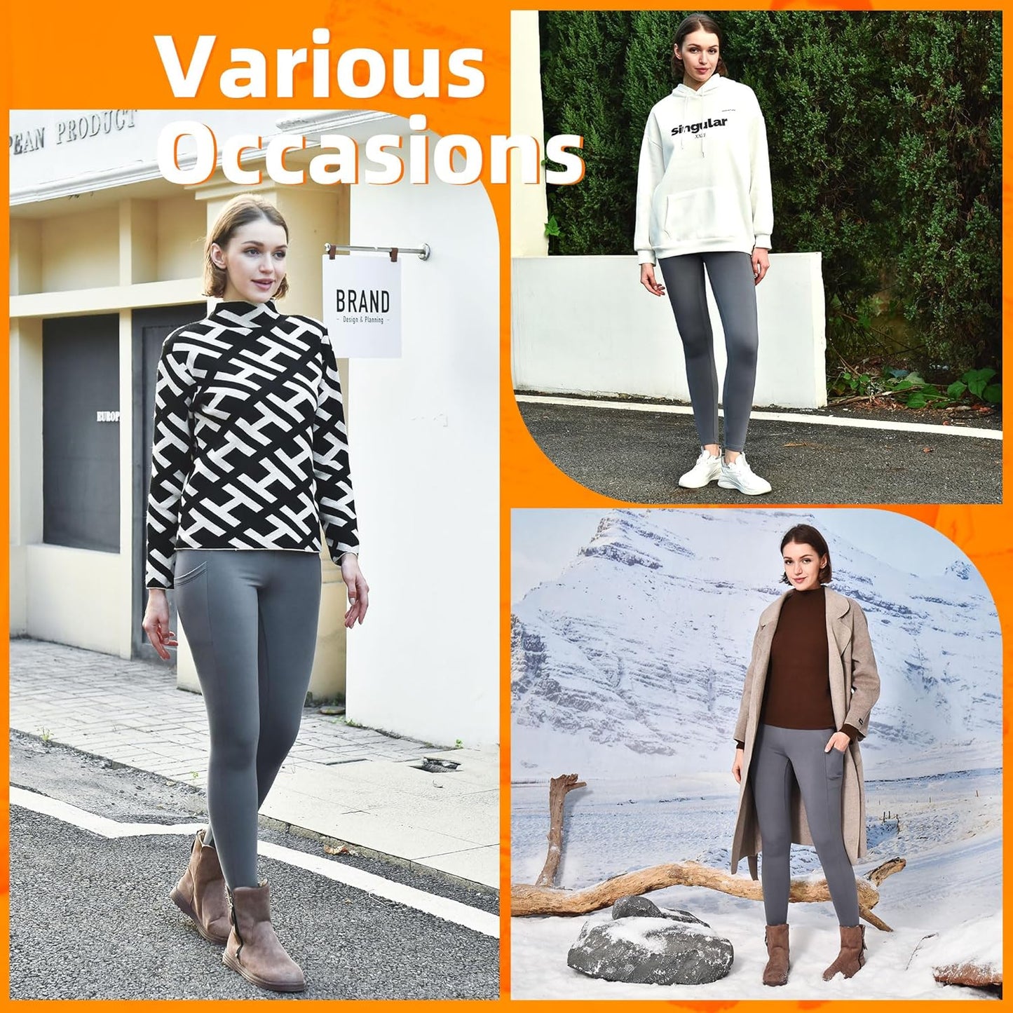 Fleece Lined Leggings for Women - High Waisted Workout Leggings for Women Running Exercise