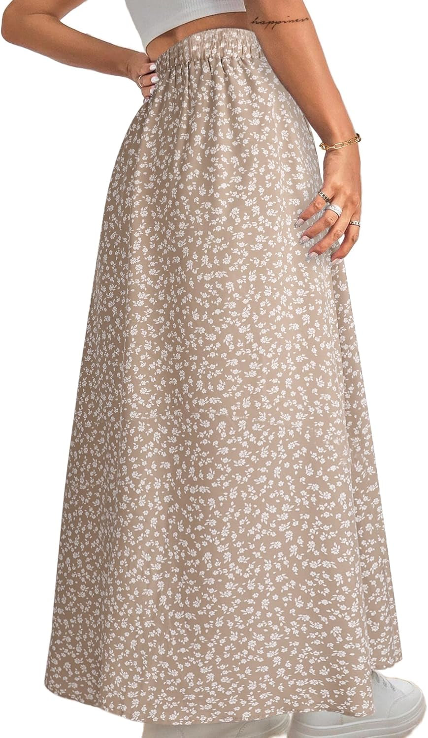 Women Boho Floral Slit Maxi Skirt Split Thigh High Waisted Long Sexy Skirt