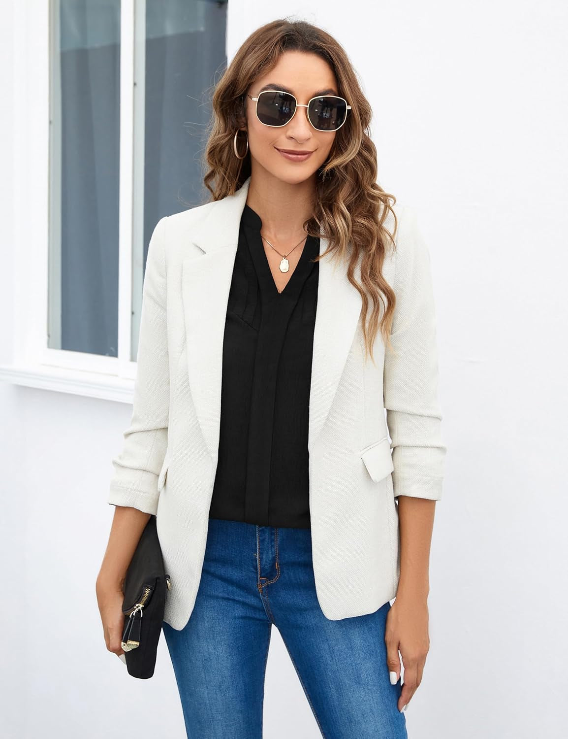 Women'S Dressy Casual Blouses Business Long Sleeve Shirts V Neck Work Tops Fall Fashion Outfits