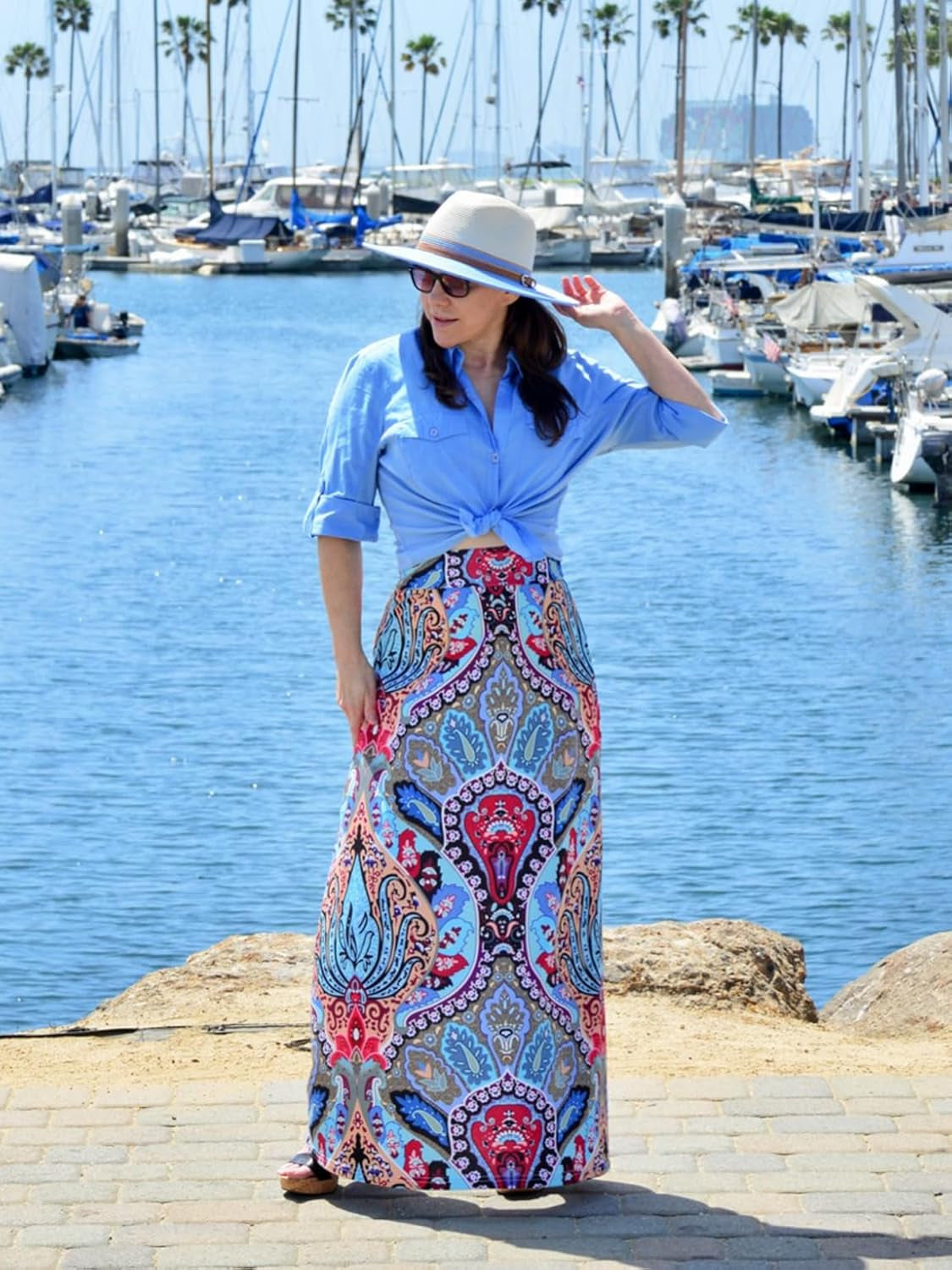 Women'S Bohemian Print Long Maxi Skirt