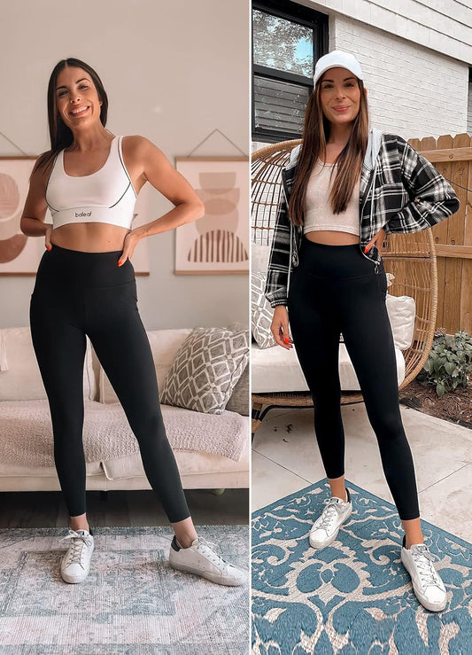 Women'S Leggings with Pockets Black Tummy Control Workout High Waisted Athletic 7/8 Ultra Soft Gym Yoga Ankle Pants