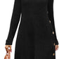 Fall and Winter Tunic Dress with Pockets Long Sleeve Crew Neck Buttons Side