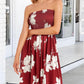 Summer Dresses for Women Beach Cover Ups Strapless Boho Floral Print Sundress
