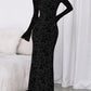 Women'S Floral Bodycon Maxi Dress 2025 Fall Elegant Mesh Long Sleeve Formal Wedding Guest Cocktail Dresses