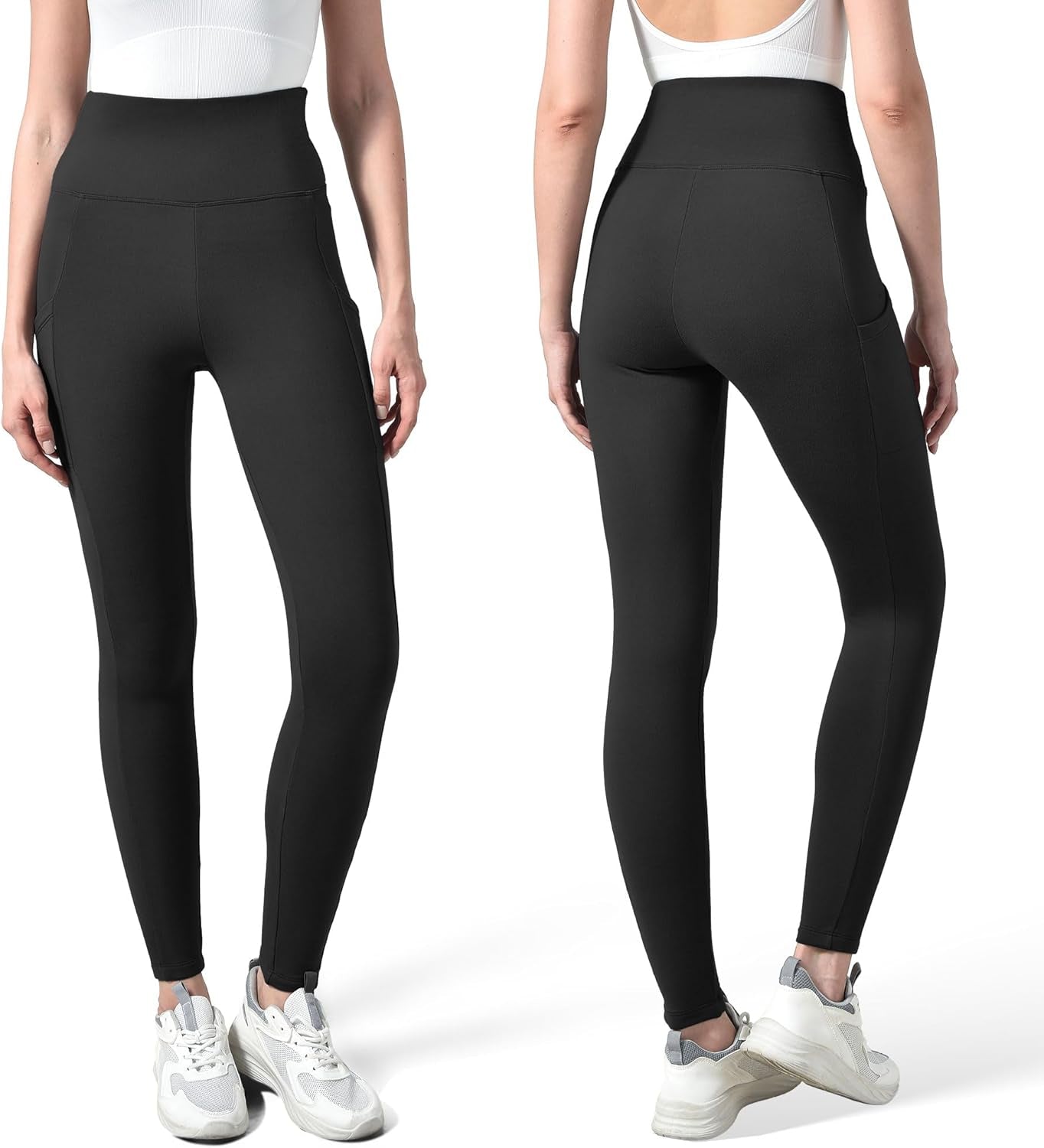Fleece Lined Leggings for Women - High Waisted Workout Leggings for Women Running Exercise