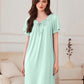 Nightgowns for Women Pleated Sleep Shirts Short Sleeve Night Shirts Comfy Ladies Sleepdress
