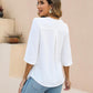 Womens Dressy Casual Blouses 3/4 Sleeve V Neck Ruffle Tops Business Ladies Summer Trendy Fashion Work Shirt