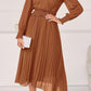 Womens Wrap V Neck Fall Dresses Wedding Guest Casual Pleated Long Sleeve Midi Dress Ruffle Smocked Long Dress
