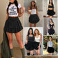 Womens High Waist Ruffle Flowy Mini Skirts Casual Boho Layered Pleated Beach Short Skirt
