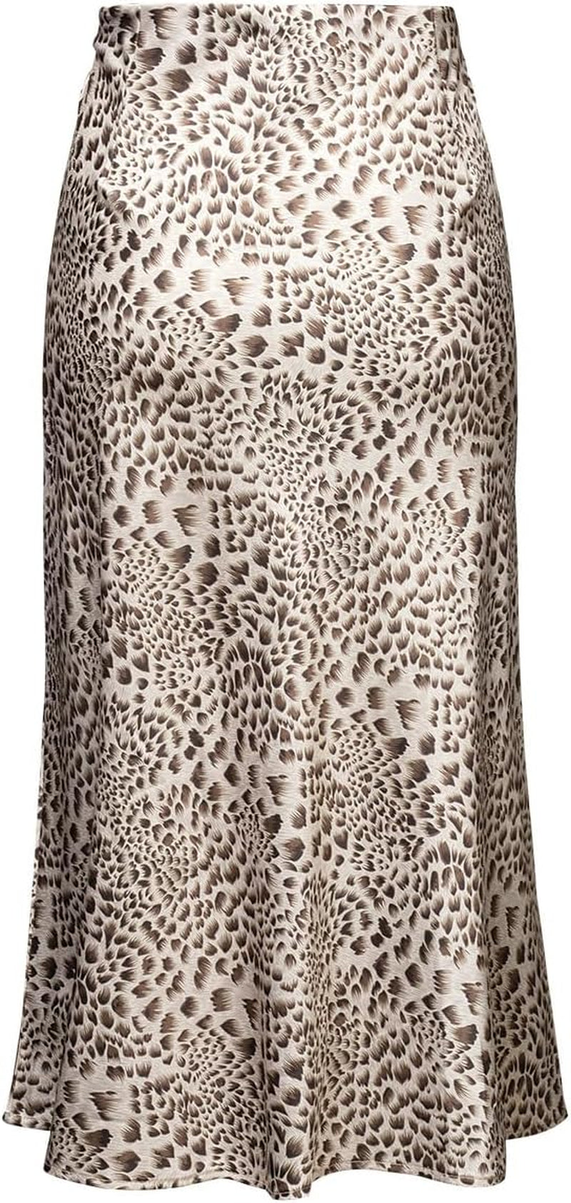 Womens Leopard Print Skirt Midi Long Length Silk Satin High Waist Elastic Skirts