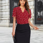 Womens Dressy Chiffon Blouses Summer Puff Petal Short Sleeve Shirts V Neck Casual Work Tops
