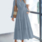 Fall Dresses for Women 2025 Casual Long Sleeve V Neck Elastic Waist Lightweight Maxi Wedding Guest Dress Pockets