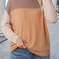 Womens Tops Fashion 2025 Color Block Long Sleeve Shirts Crewneck Knitted Casual Loose Pullover Blouses
