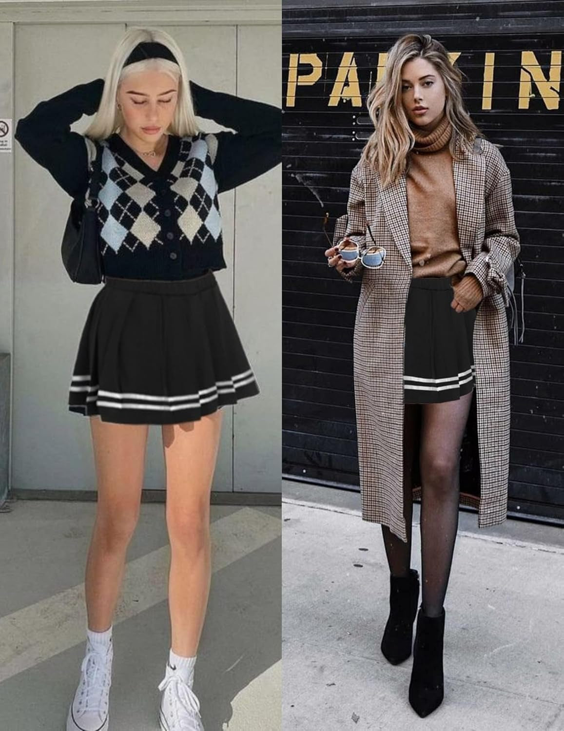 Womens Pleated Skirt School Uniform Skirt Mini Skirt Pleated Cheer Skirt