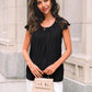 Womens Lace Tops Pleated Short Sleeve Shirts Summer Business Casual Dressy Blouses