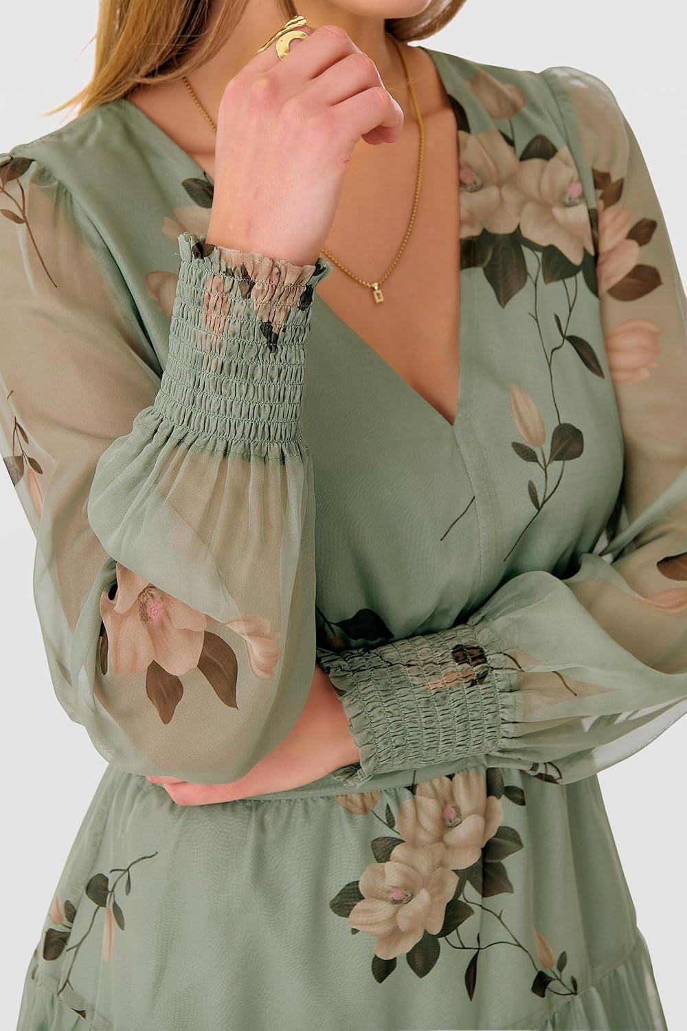 Womens Floral Long Sleeve Maxi Dress V Neck Chiffon Flowy Boho A-Line 2025 Fall Wedding Guest Party Wrap Dresses