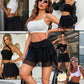 Women'S Pleated Mini Skirt Mesh Layered Ruffled Skirt Casual Ruffles Flowy Hem S-XXL