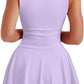 Women'S Square Neck Ruffle Hem Mini Dress Ruched Waist Short Party Dresses