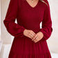 Fall Dresses for Women 2025 Casual Long Sleeve V Neck Smocked a Line Long Flowy Wedding Guest Dress