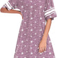 Womens Nightgowns Short Sleeve Sleepshirt Sleepwear Casual V Neck Sleep Dress Loungewear Nightshirts