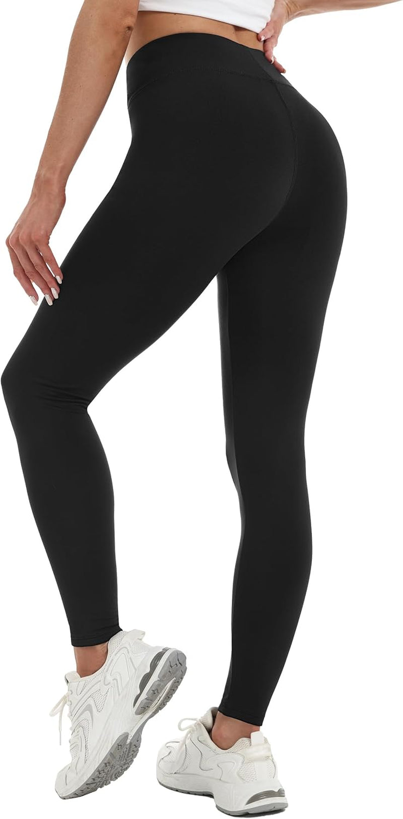 Fleece Lined Leggings Women Fall Winter Thermal Warm Elastic High Waisted Tummy Control Workout Yoga Pants