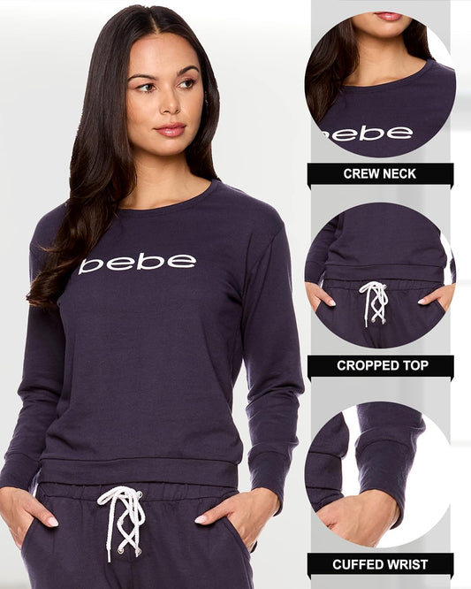 Womens Pajama Sets - French Terry Pajamas Long Sleeve Pullover Top and PJ Pants with Pockets - Sleepwear for Women