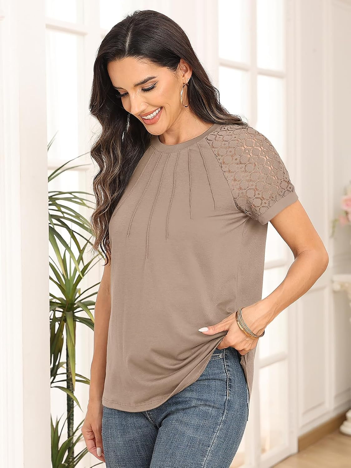 Womens Summer Tops Spring Shirts Trendy Vacation Outfits Short Sleeve Business Tshirts Fashion Casual Blouses