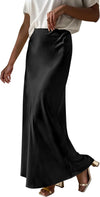 Women'S Satin Maxi Skirts Dressy Casual Zipped High Waisted Flowy Silk 2025 Fall Elegant Business Party Long Skirt