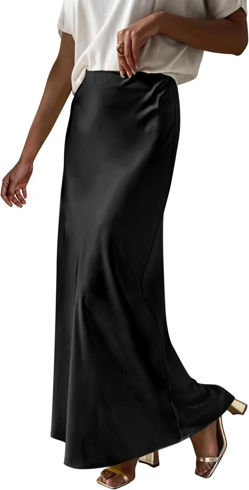 Women'S Satin Maxi Skirts Dressy Casual Zipped High Waisted Flowy Silk 2025 Fall Elegant Business Party Long Skirt
