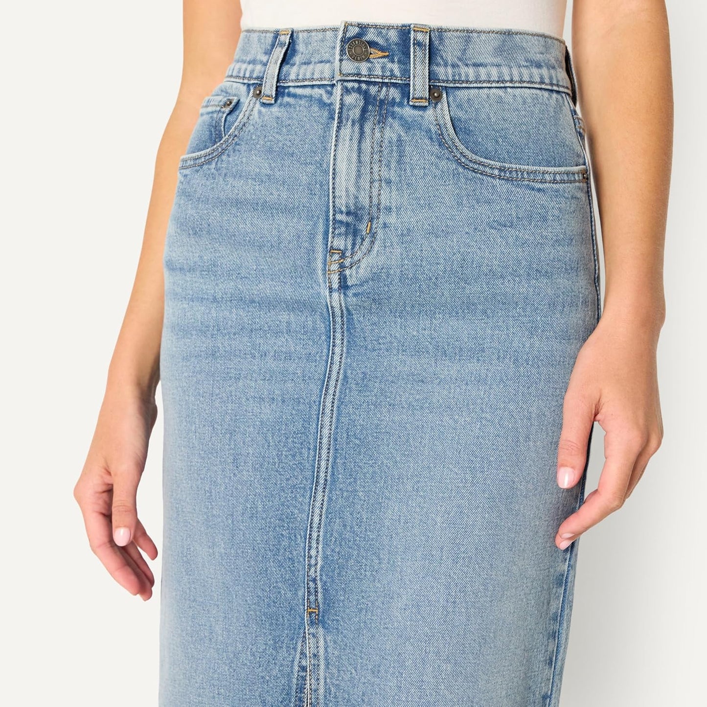 Women'S Low Stretch Regular-Fit High-Rise Long Jean Skirt