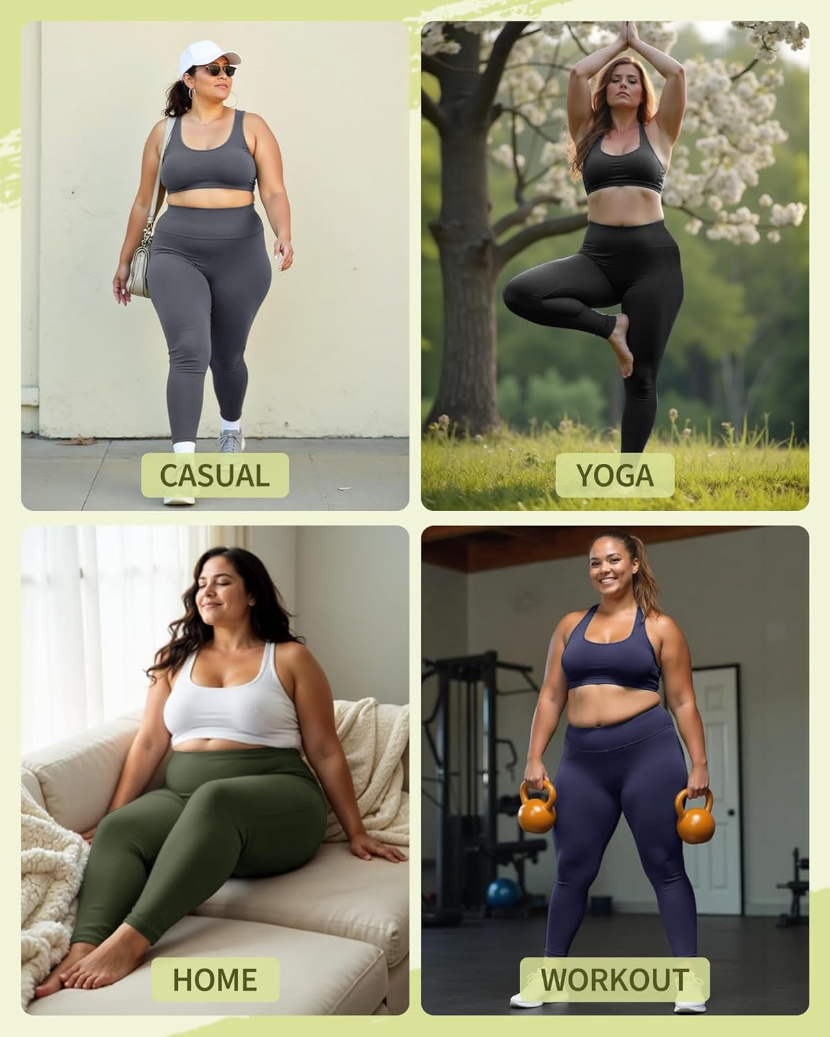 Leggings for Women plus Size-High Waisted L-XL-6XL Tummy Control Soft Yoga Pants for Workout Running