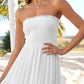 Women'S 2025 Summer Bohemian Strapless off Shoulder Lace Trim Backless Flowy a Line Beach Long Maxi Dress