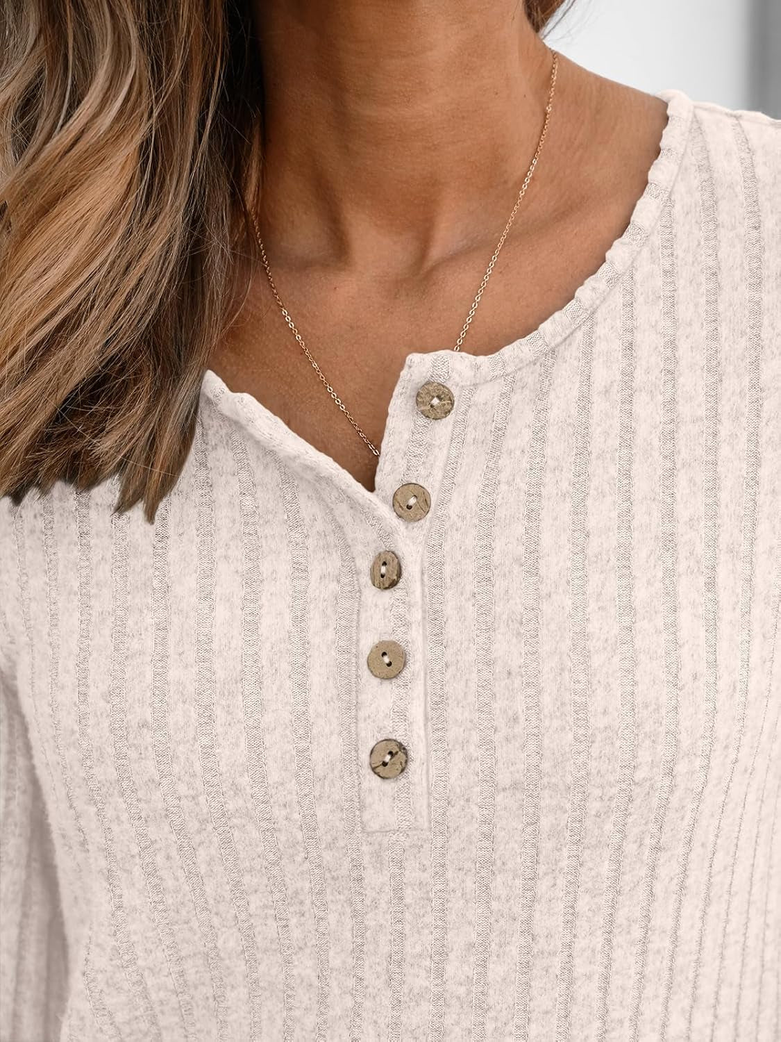 Long Sleeve Henley Shirts Women'S Business Casual Lightweight Tunic Sweater Tops