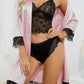 Women'S 4Pcs Sleepwear Satin Floral Lace Trim Cami Pajama Set with Robe