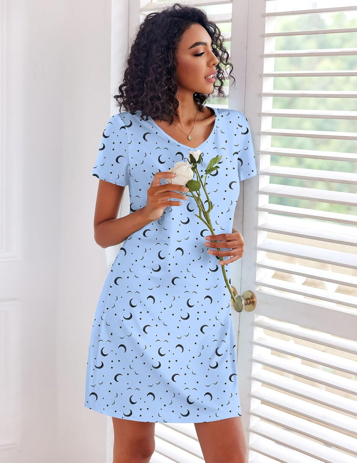 Cotton Nightgowns for Women 3 Pack Sleepshirts Short Sleeve Night Shirt Tshirt Night Gown Print Sleepwear Dress