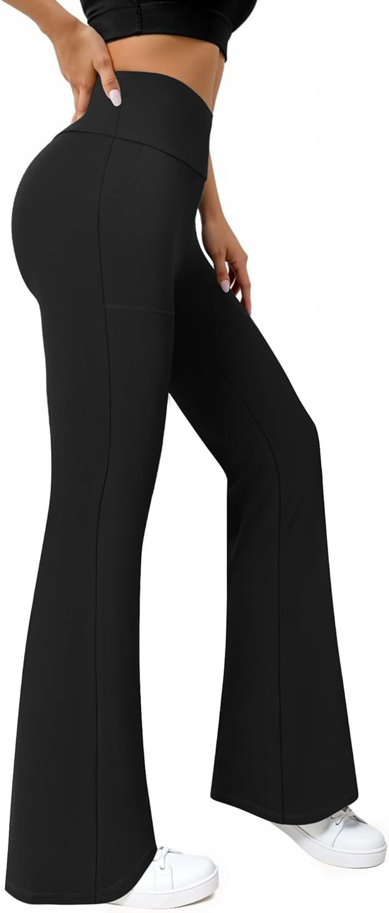 Flare Leggings for Women High Waisted Yoga Pants with Pockets Workout Gym Work Tummy Control Bootcut Leggings