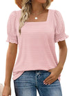 Tops for Women Summer Casual Ruffle Trim Sleeve Square Neck T Shirts