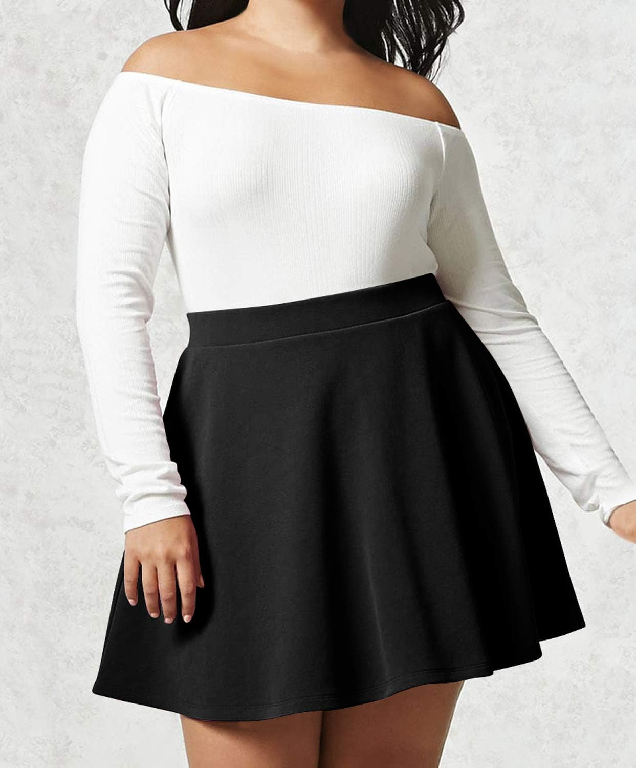 Women'S Basic Versatile Stretchy Flared Casual Mini Skater Skirt XS-3XL plus Size