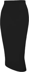 Women'S Office Work Pencil Skirt Stretch High Waist below Knee Bodycon for Business Casual