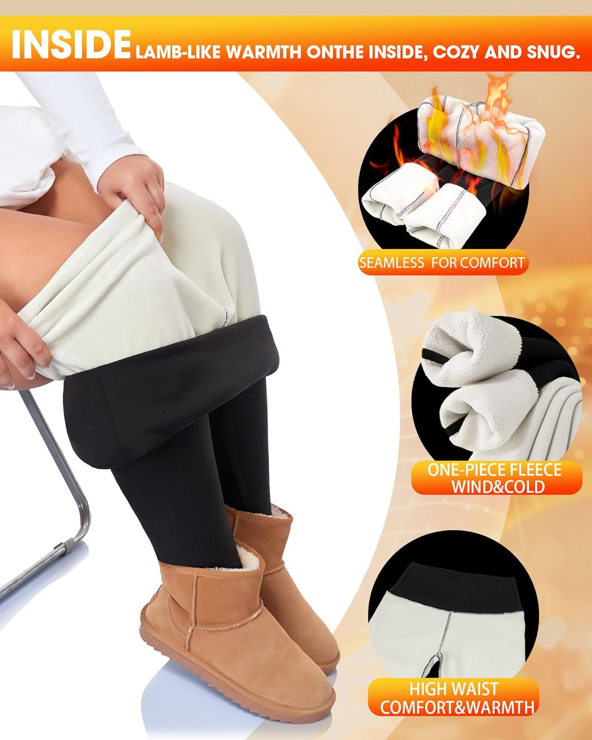 plus Size Fleece Lined Leggings Women-High Waist Warm Thick Leggings Winter Thermal Yoga Pants for Snow Cold