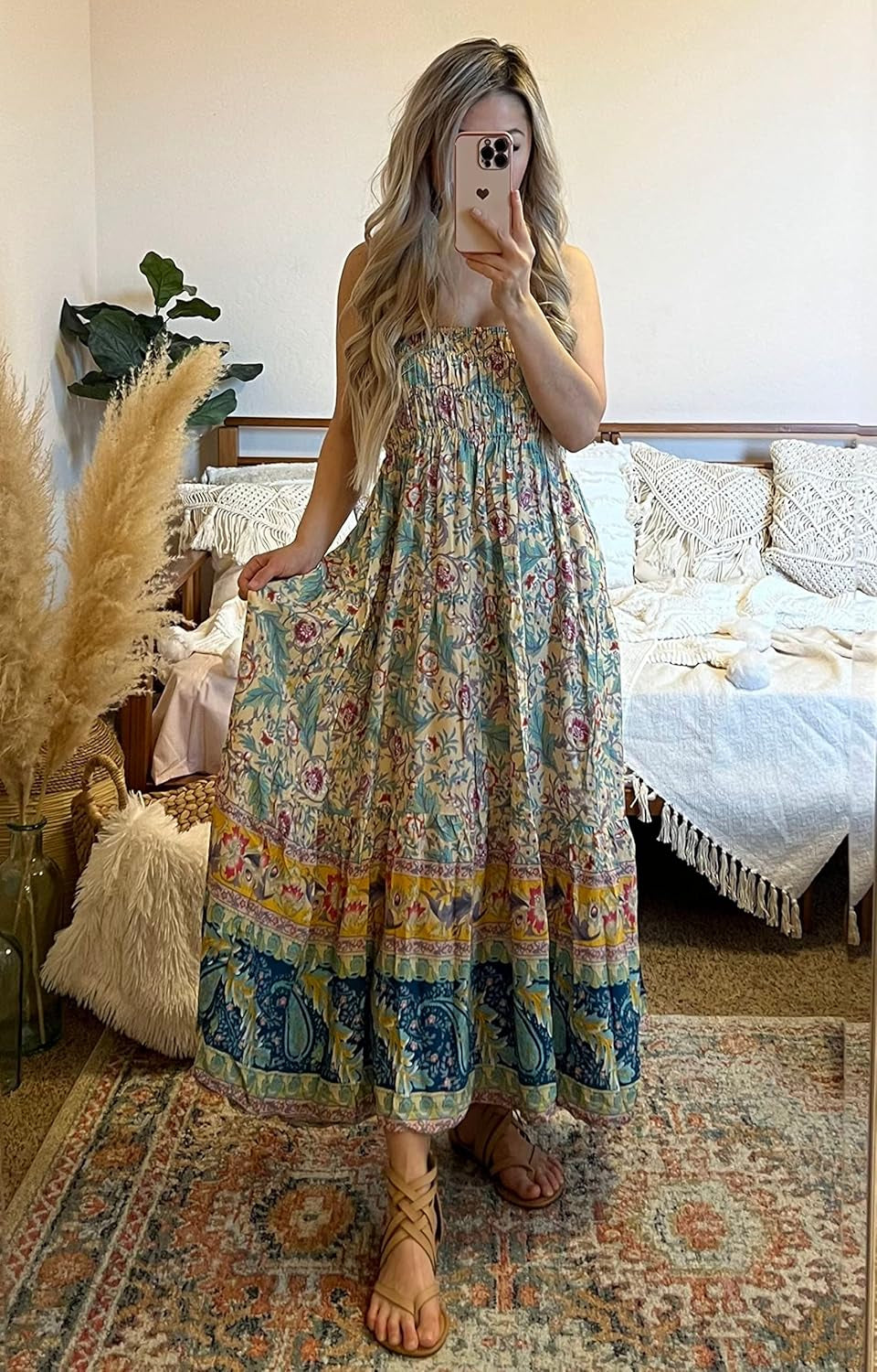 Summer Maxi Skirts for Women 2025 Fashion Boho Long Skirt Trendy Floral High Waist a Line Beach Skirt Vacation Outfit