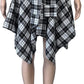 Womens Plaid Skirts Elastic High Waist Tie Front Asymmetrical Hem Pleated Mini Skirt