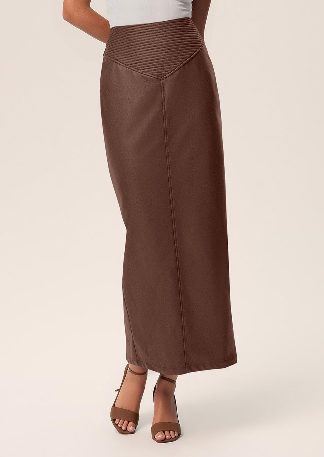 Long Skirts for Women 2025 Fall Fashion Clothing Faux Leather High Waist Dressy Casual Slit Pencil Maxi Skirt