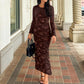 Women'S 2025 Bell Long Sleeve Floral Maxi Dress Fall Fashion Bodycon Mesh Wedding Guest Cocktail Party Dresses